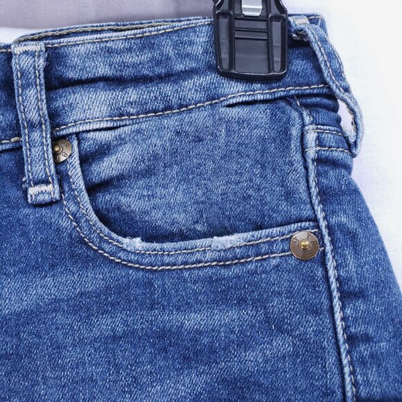 True Religion Jennie Curvy High Rise Shorts Denim Jean Distressed Blue Size 27 - Picture 8 of 15